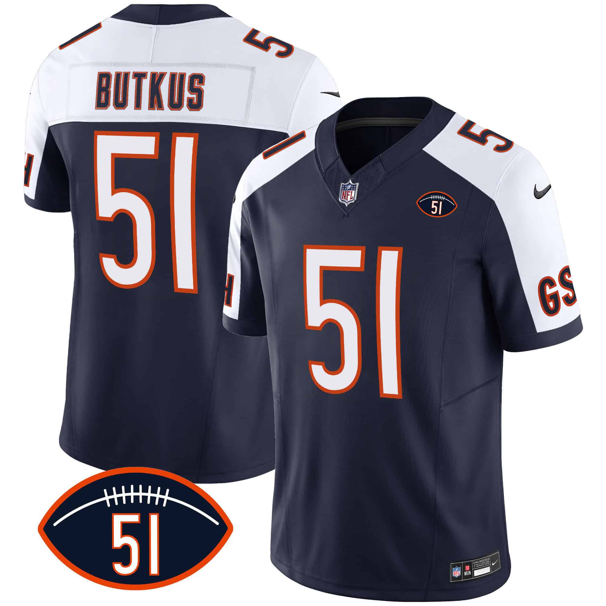 Men Chicago Bears #51 Butkus Blue 2024 Nike Patch GSH Vapor NFL Jersey->indianapolis colts->NFL Jersey